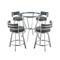 Armen Living Naomi and Roman 5-Piece Counter Height Dining Set in Brushed Stainless Steel and Gray Faux Leather SETNMRMGRBS5 - alternate 1